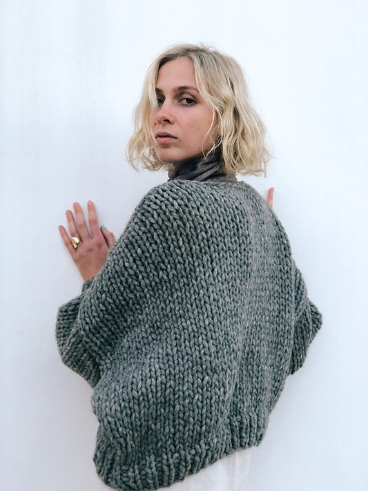 Hand Knitted Caterina Wool Sweater - Grey